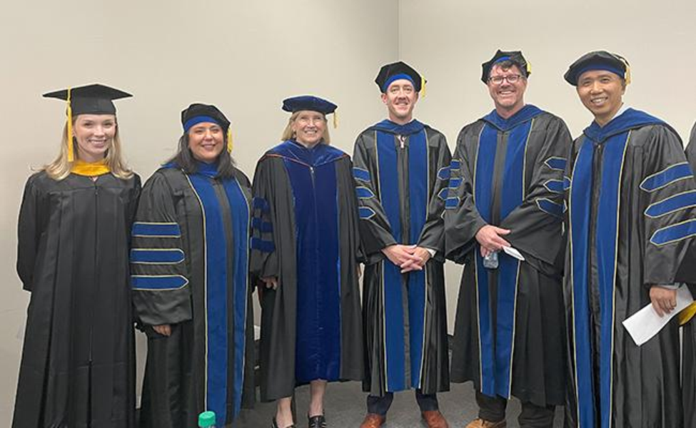 Jones pictured with McConnell, and colleagues Raquel Salinas, PhD, Molly Bray, PhD, Shane Cunha, PhD, and Qingchun Tong, PhD.